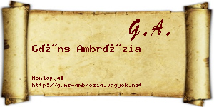 Güns Ambrózia névjegykártya